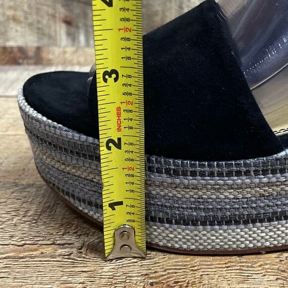 Splendid Felix Platform Wedge Sandals Ankle Wrap Neutral Stripe Black Size 9.5 - Picture 9 of 13
